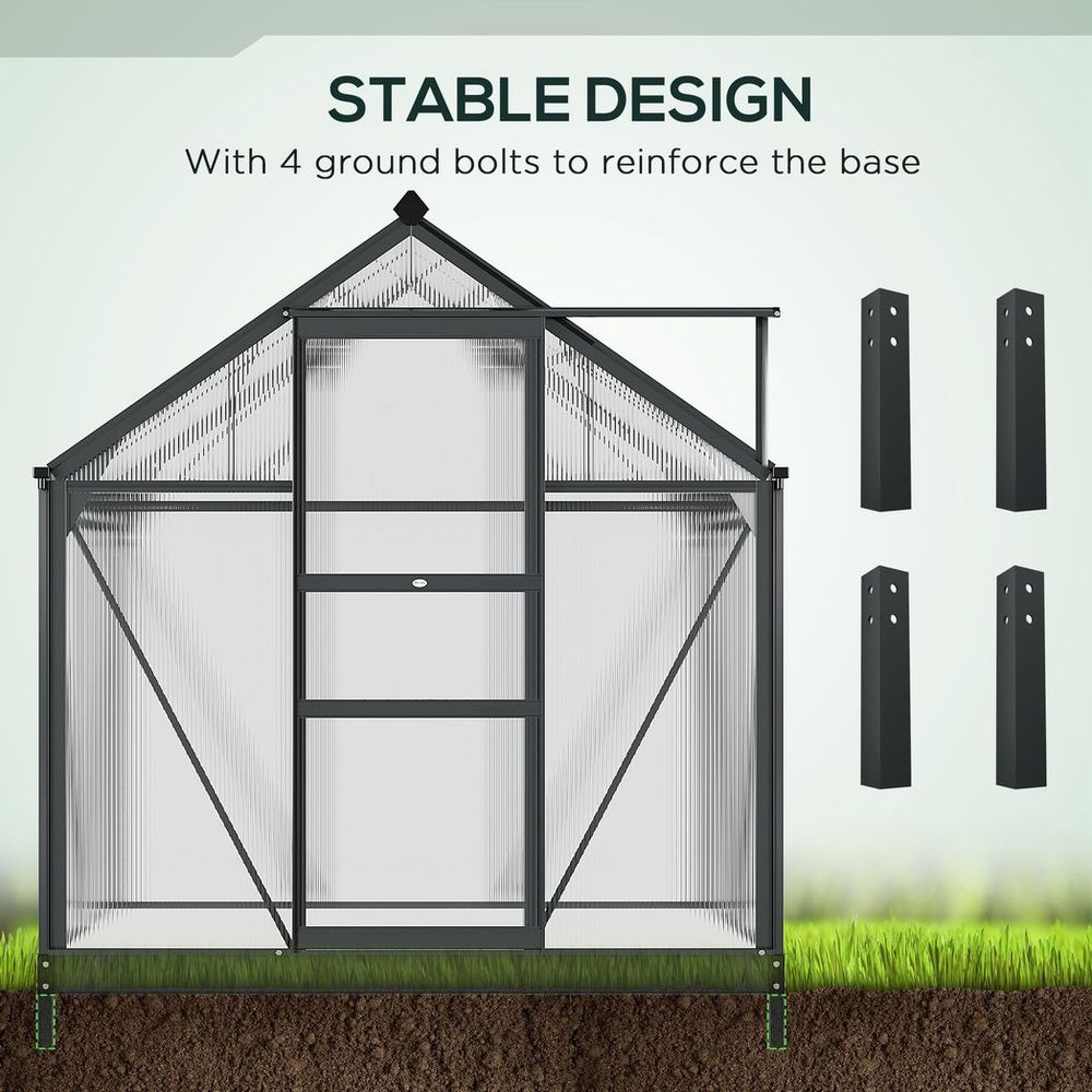 Premium 6x4ft Polycarbonate Garden Greenhouse | Aluminium Frame | Slide Door | High-Quality Shelter for Plants - SGP Garden Ltd