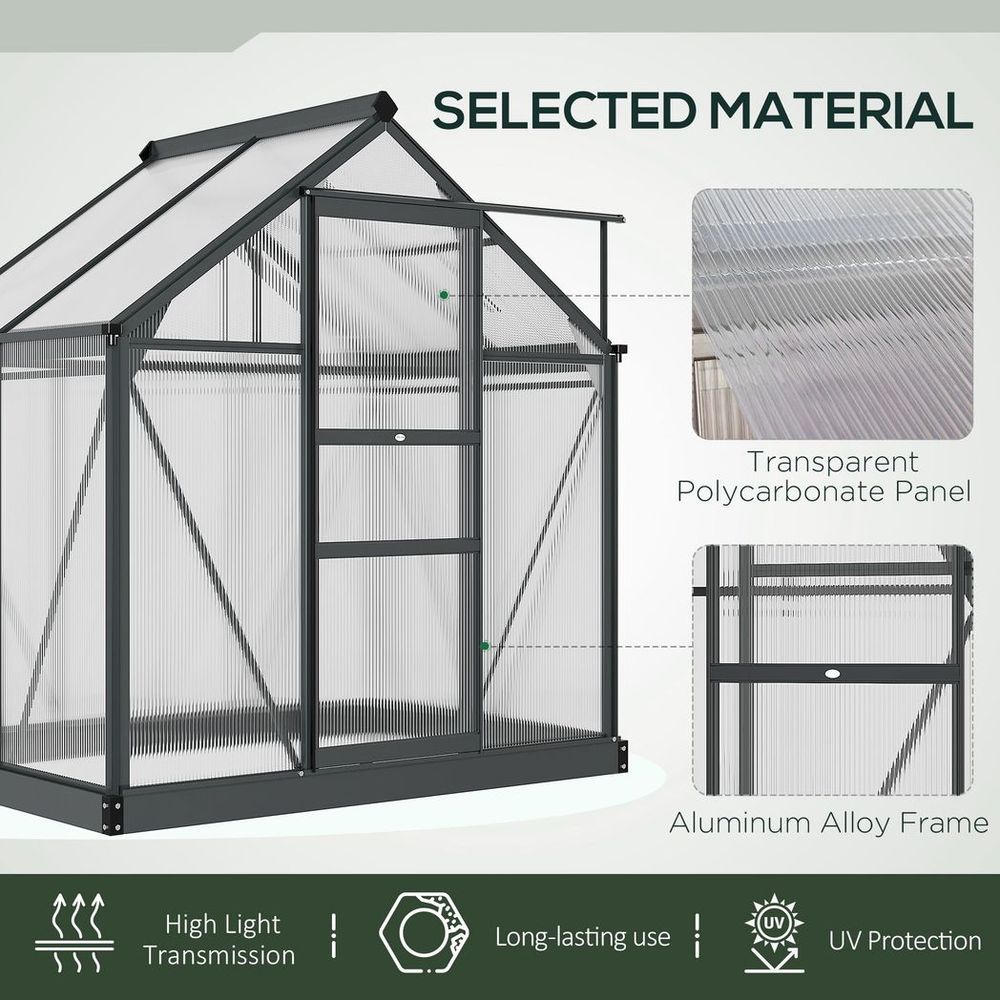Premium 6x4ft Polycarbonate Garden Greenhouse | Aluminium Frame | Slide Door High-Quality Shelter for Plants - SGP Garden Ltd