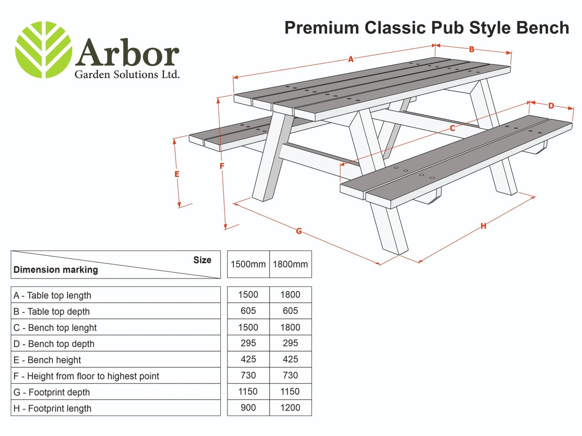 Premium Classic Pub Style Bench - Heavy Duty - SGP Garden Ltd