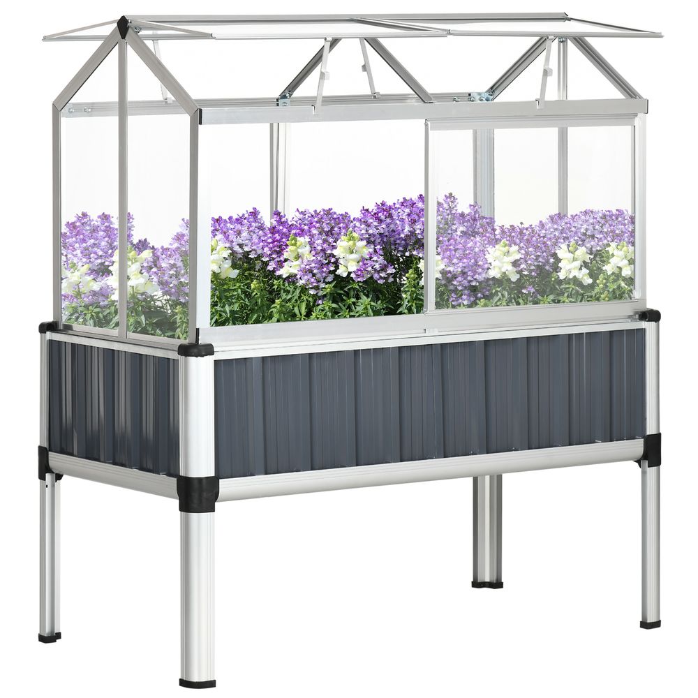 Premium Galvanized Steel Raised Bed with Greenhouse & Openable Windows - SGP Garden Ltd
