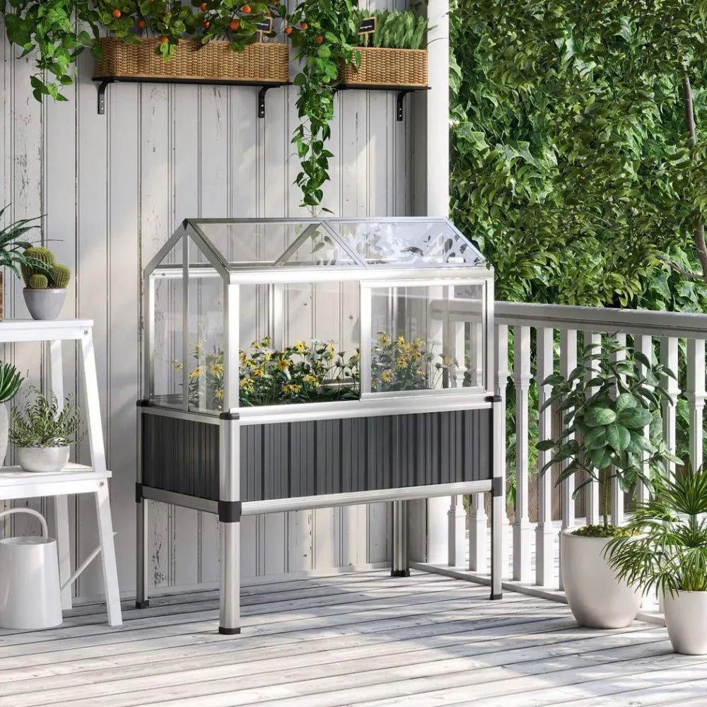 Premium Galvanized Steel Raised Bed with Greenhouse & Openable Windows - SGP Garden Ltd