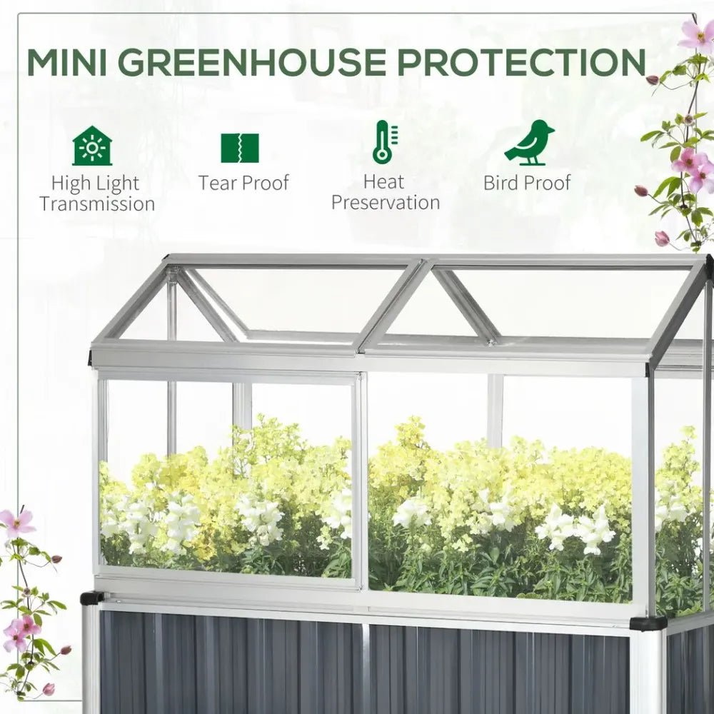 Premium Galvanized Steel Raised Bed with Greenhouse & Openable Windows - SGP Garden Ltd