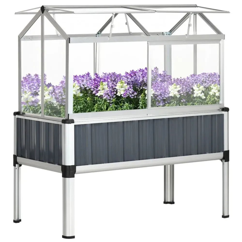 Premium Galvanized Steel Raised Bed with Greenhouse & Openable Windows - SGP Garden Ltd