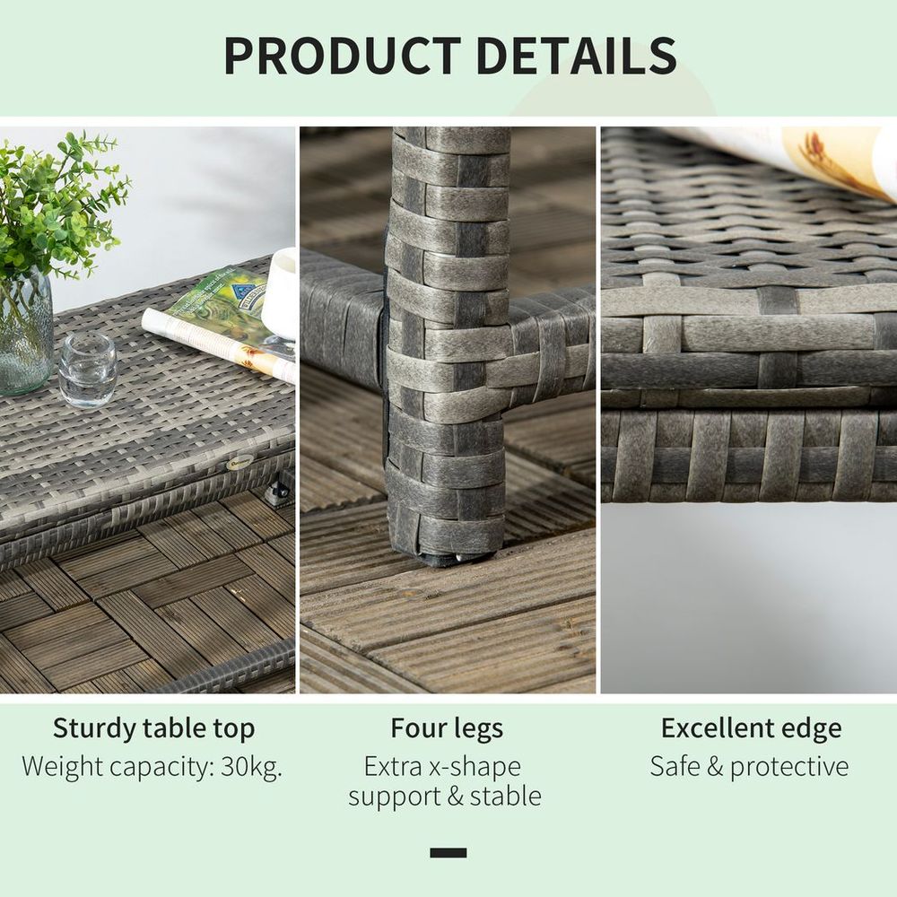 Premium Grey Outdoor Coffee Table - Durable Rattan Top, Sturdy Steel Frame, Spacious Design, Easy Assembly - SGP Garden Ltd