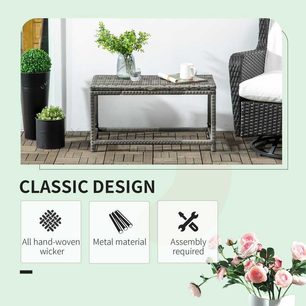 Premium Grey Outdoor Coffee Table - Durable Rattan Top, Sturdy Steel Frame, Spacious Design, Easy Assembly - SGP Garden Ltd