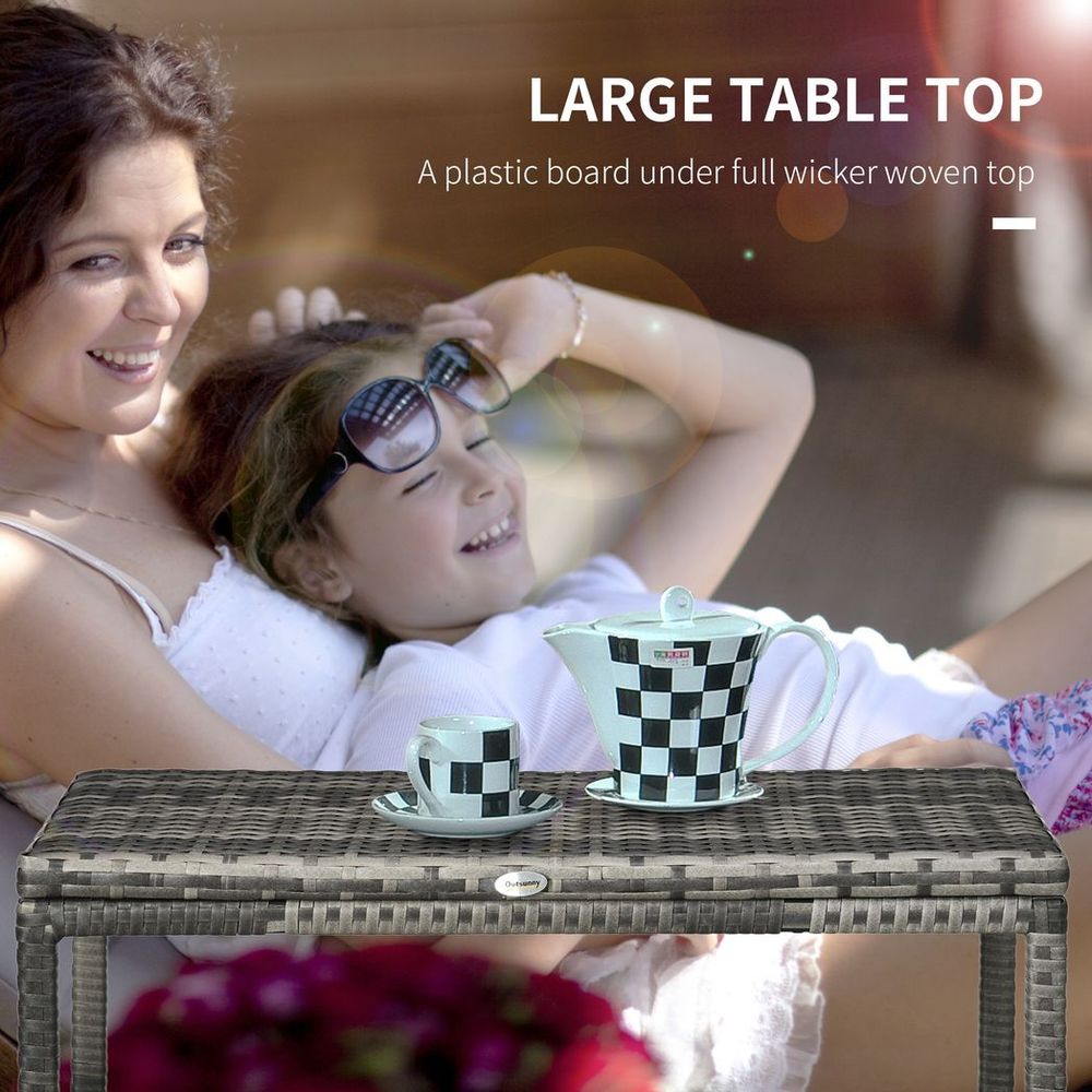 Premium Grey Outdoor Coffee Table - Durable Rattan Top, Sturdy Steel Frame, Spacious Design, Easy Assembly - SGP Garden Ltd