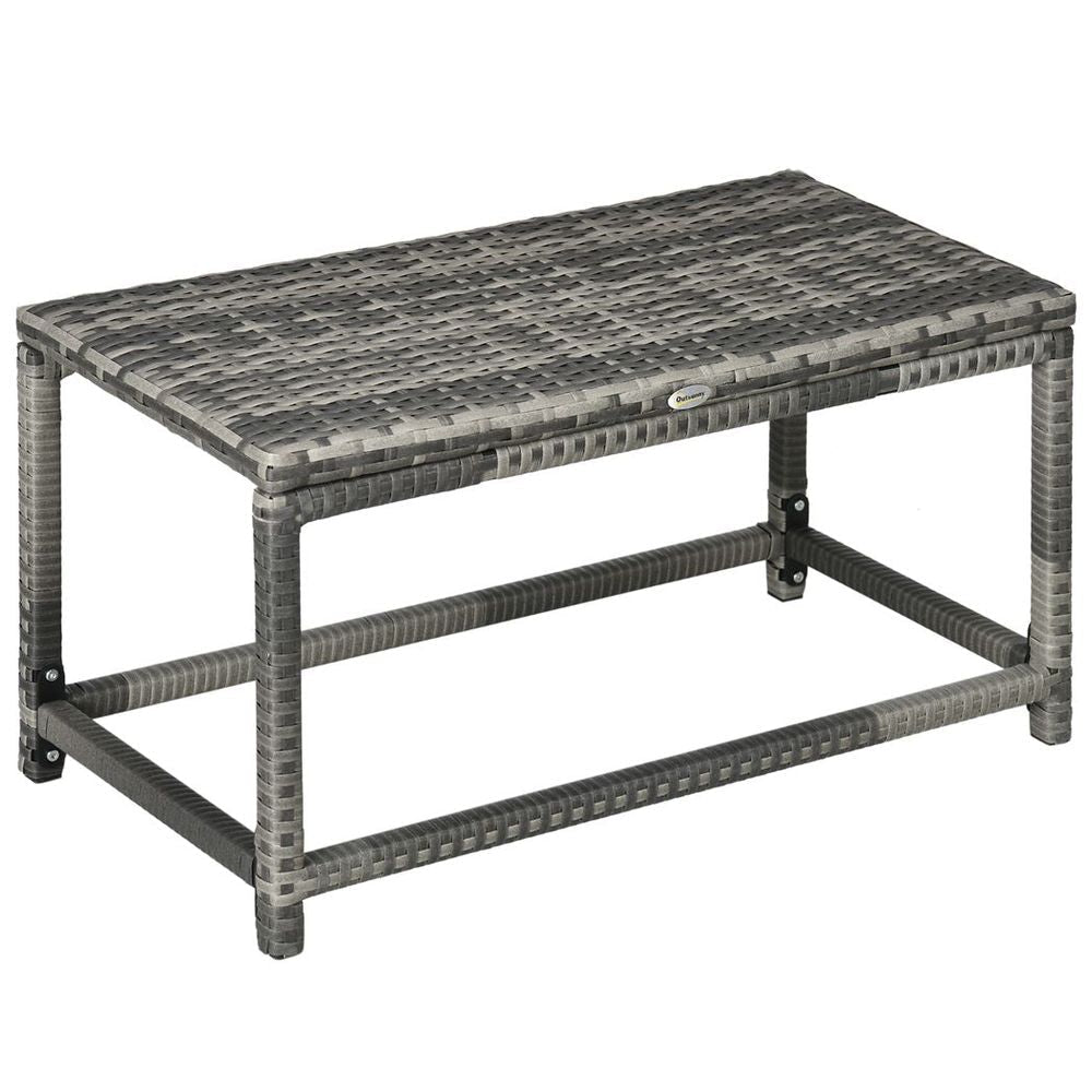 Premium Grey Outdoor Coffee Table - Durable Rattan Top, Sturdy Steel Frame, Spacious Design, Easy Assembly - SGP Garden Ltd
