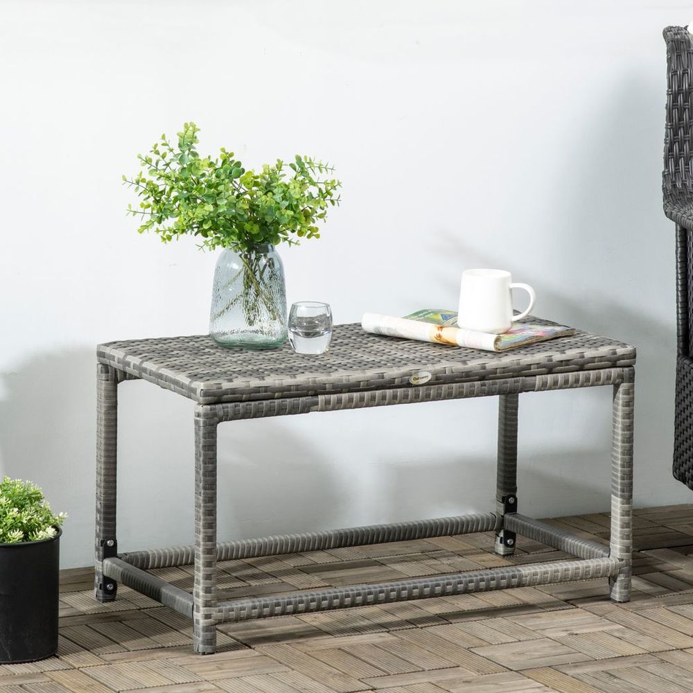 Premium Grey Outdoor Coffee Table - Durable Rattan Top, Sturdy Steel Frame, Spacious Design, Easy Assembly - SGP Garden Ltd