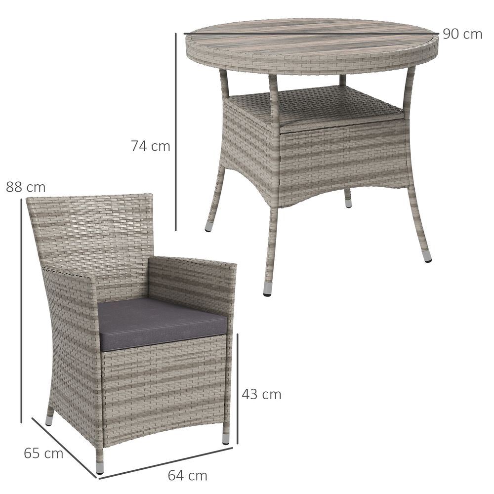 Premium Grey Rattan Garden Furniture Set: 5-Piece Patio Dining Set with Steel Frames & Padded Cushions - SGP Garden Ltd
