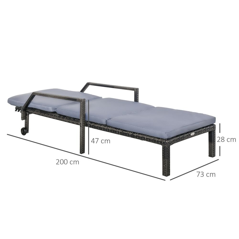 Premium Grey Rattan Sun Lounger | Adjustable Backrest & Wheels | Outdoor Garden Furniture - SGP Garden Ltd