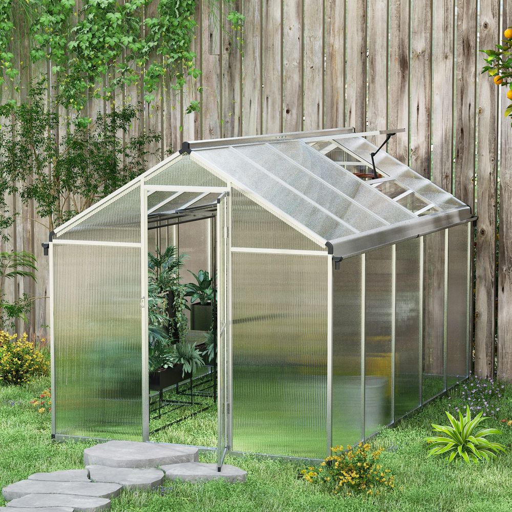 Premium Outsunny 10x6ft Aluminium Greenhouse with Door, Window & Galvanised Base - High-Quality PC Panel - SGP Garden Ltd
