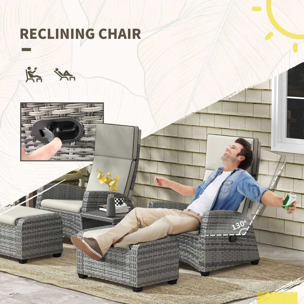 Premium 5 PC Rattan Garden Furniture Set - Reclining Chairs, Table - High-Quality PE Rattan - All-Weather Patio Collection