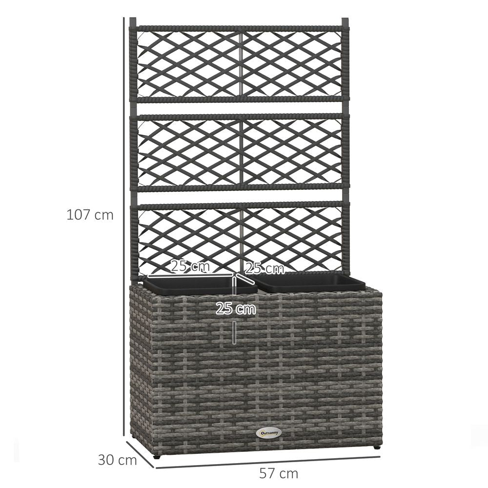 Premium Outsunny 57x30x107cm Rattan Planter Box with Trellis - Ideal for Garden & Flower Beds - SGP Garden Ltd