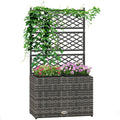 Premium Outsunny 57x30x107cm Rattan Planter Box with Trellis - Ideal for Garden & Flower Beds - SGP Garden Ltd