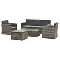 Premium Outsunny 5Pc Rattan Sofa Set w/Cushions & Glass Coffee Table - SGP Garden Ltd