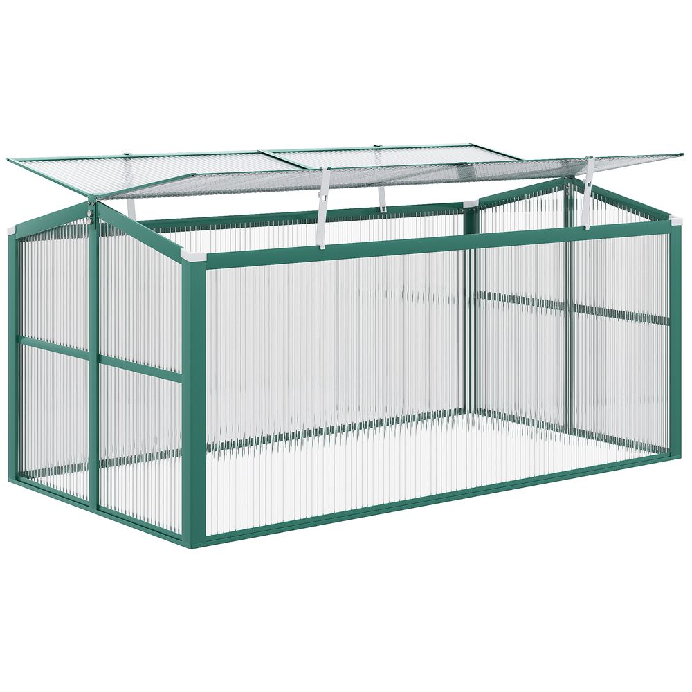 Premium Outsunny Aluminium Cold Frame Greenhouse Planter 130x70x61cm | High-Quality, Openable Top | Versatile & Durable - SGP Garden Ltd