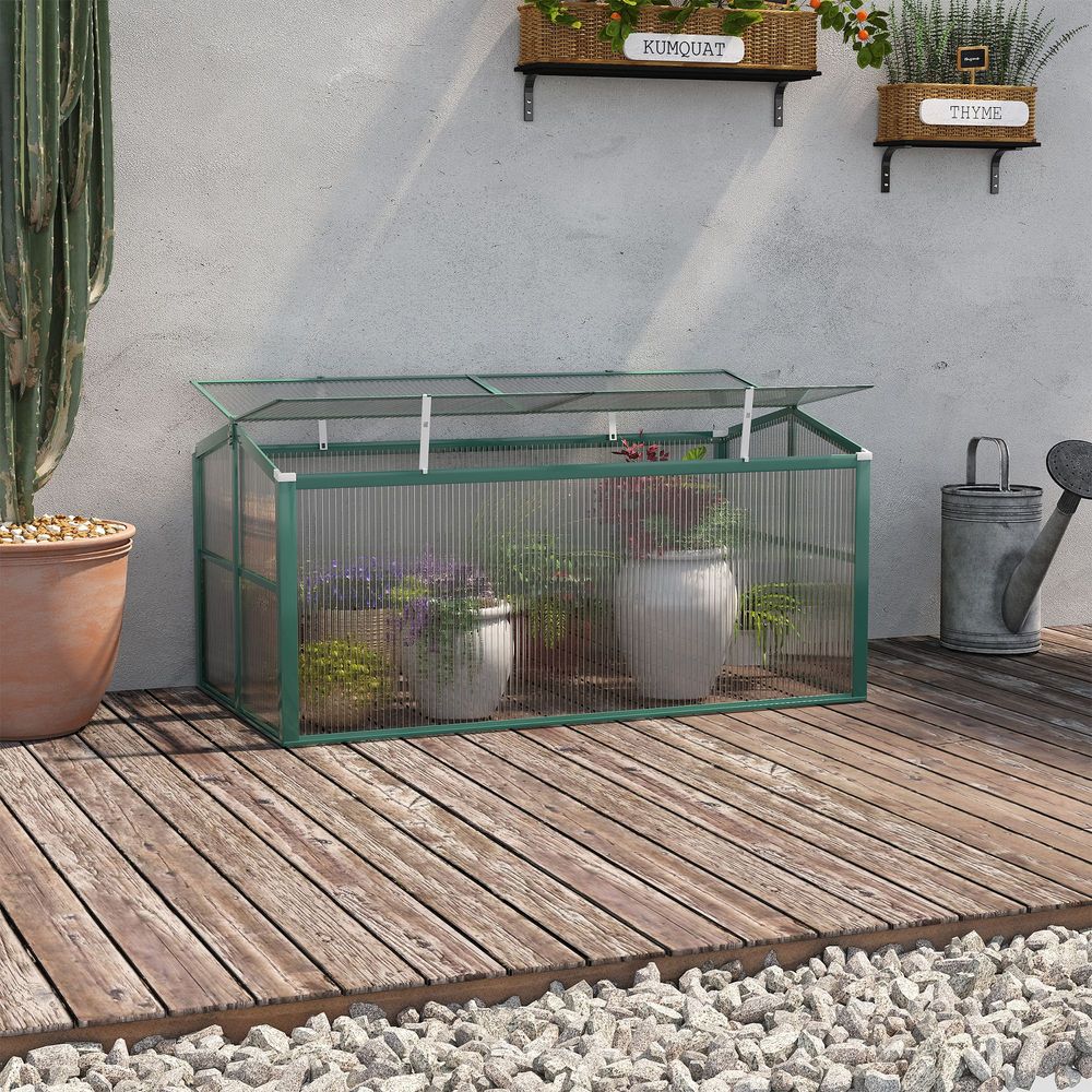 Premium Outsunny Aluminium Cold Frame Greenhouse Planter 130x70x61cm | High-Quality, Openable Top | Versatile & Durable - SGP Garden Ltd