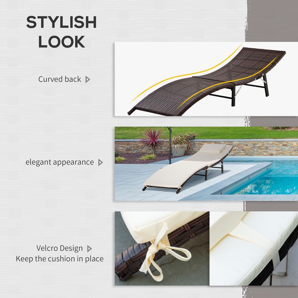 Premium Folding Rattan Sun Lounger - Durable, Comfortable, Portable