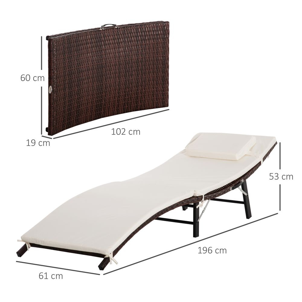 Premium Outsunny Folding Rattan Sun Lounger - Durable, Comfortable, Portable - Perfect for Your Outdoor Space - SGP Garden Ltd