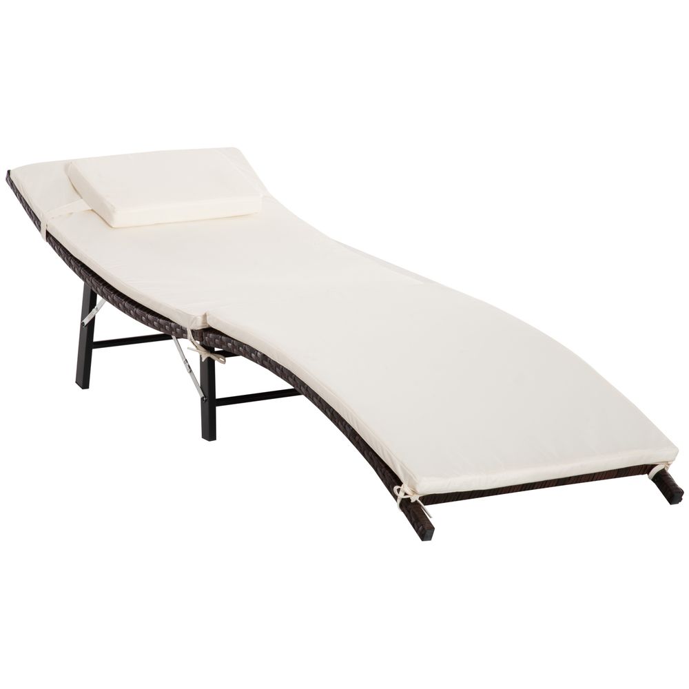 Premium Folding Rattan Sun Lounger - Durable, Comfortable, Portable