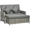 Premium Outsunny Garden Rattan Furniture Set - 2 Seater Patio Sun Lounger Daybed - SGP Garden Ltd