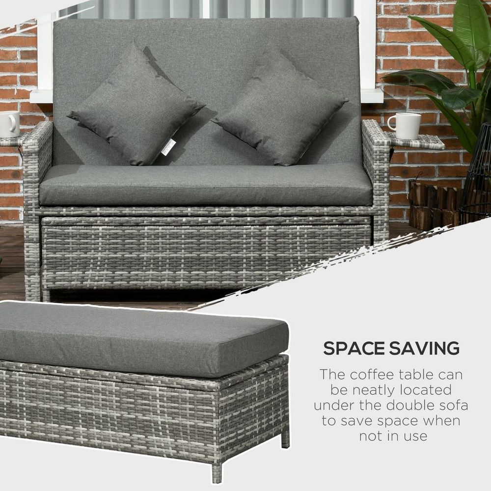 Premium Outsunny Garden Rattan Furniture Set - 2 Seater Patio Sun Lounger Daybed - SGP Garden Ltd