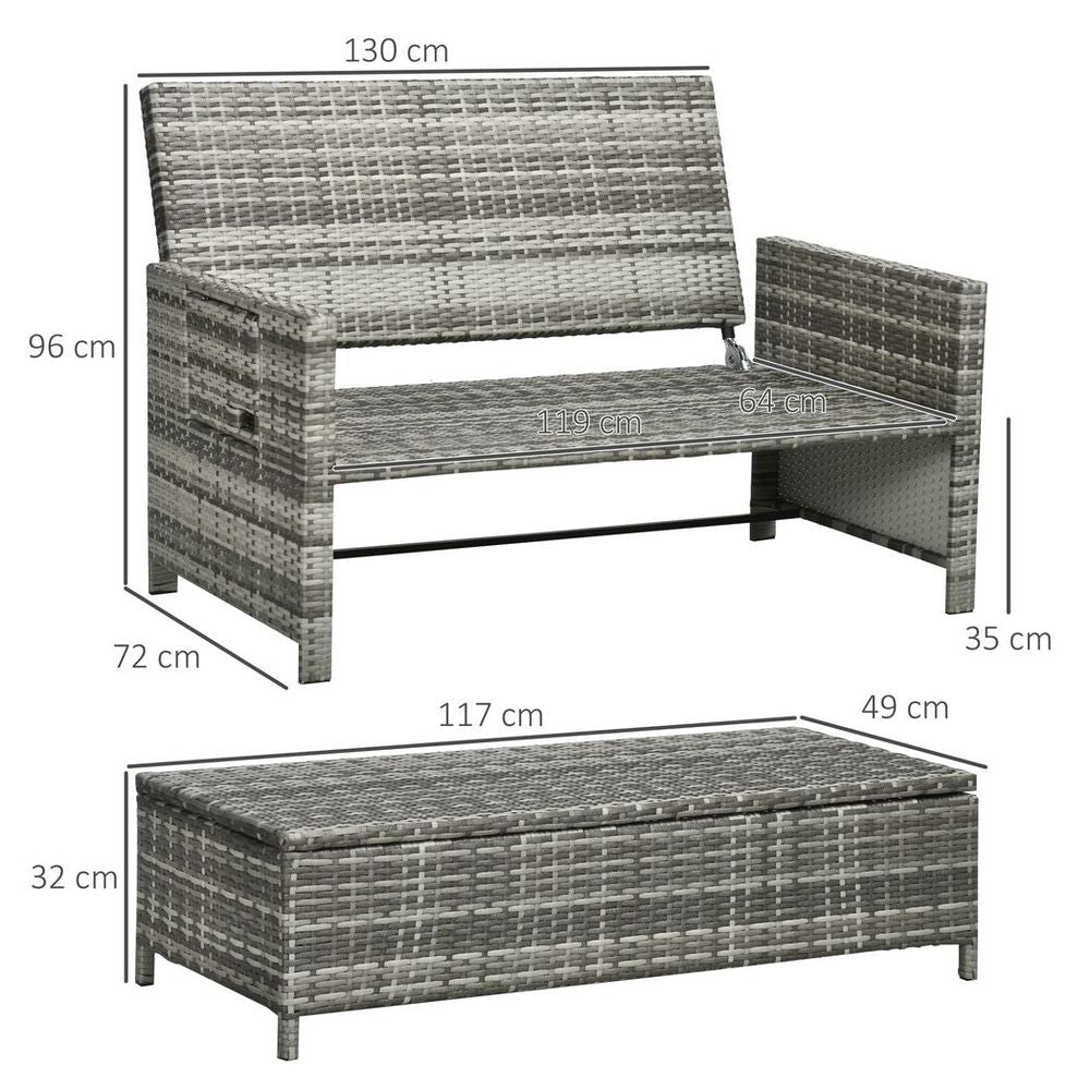 Premium Outsunny Garden Rattan Furniture Set - 2 Seater Patio Sun Lounger Daybed - SGP Garden Ltd
