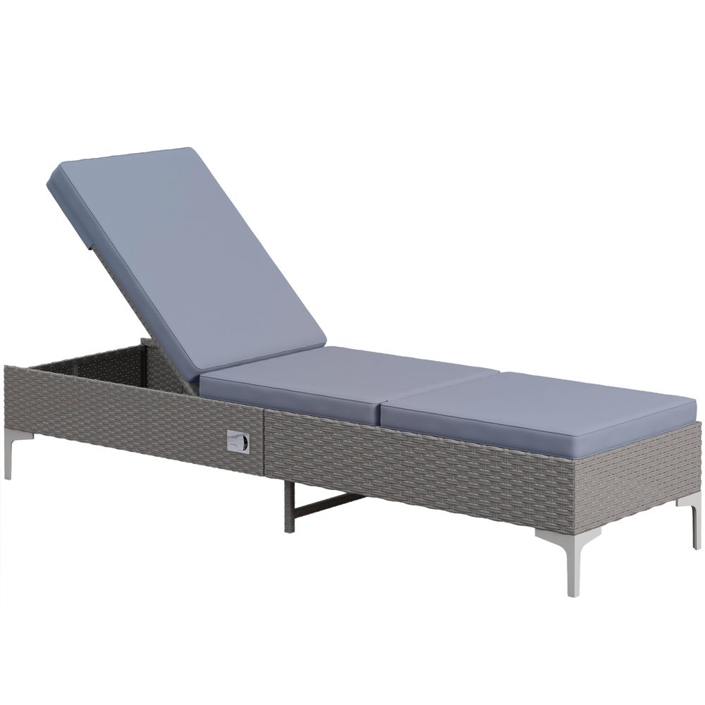 Premium Outsunny Patio Rattan Sun Lounger - Durable Wicker, Adjustable Backrest - Boost Your Outdoor Relaxation! - SGP Garden Ltd
