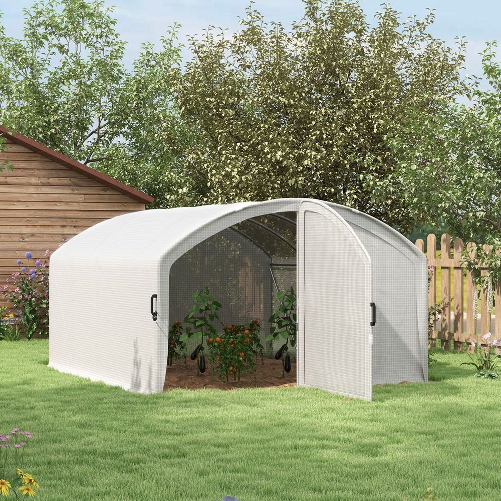 Premium Outsunny Polytunnel Greenhouse: 4x3x2m, UV-Resistant PE Cover, Door - SGP Garden Ltd