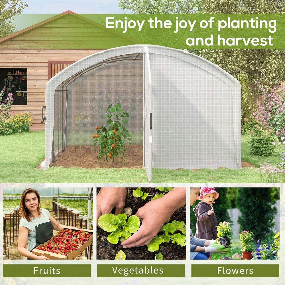 Premium Outsunny Polytunnel Greenhouse: 4x3x2m, UV-Resistant PE Cover, Door - SGP Garden Ltd