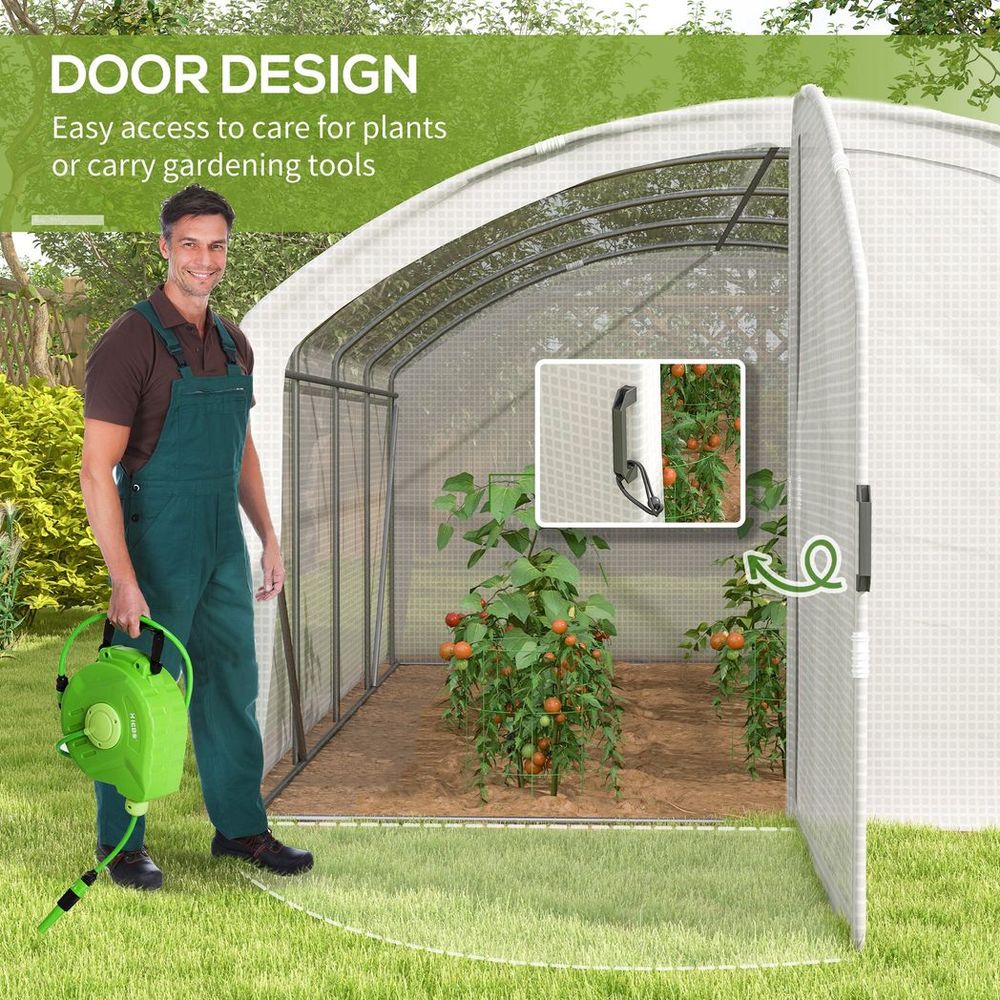 Premium Outsunny Polytunnel Greenhouse: 4x3x2m, UV-Resistant PE Cover, Door - SGP Garden Ltd