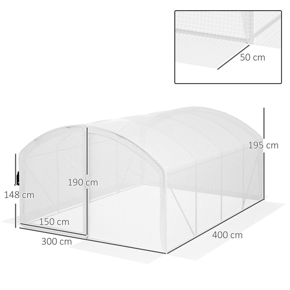 Premium Outsunny Polytunnel Greenhouse: 4x3x2m, UV-Resistant PE Cover, Door - SGP Garden Ltd