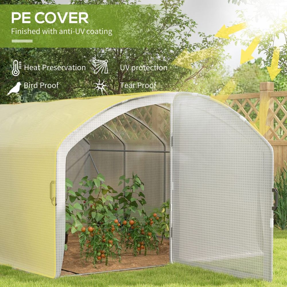 Premium Outsunny Polytunnel Greenhouse: 4x3x2m, UV-Resistant PE Cover, Door - SGP Garden Ltd