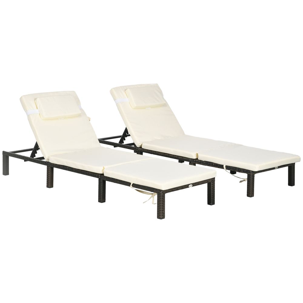 Premium Outsunny Rattan Sun Loungers - Poolside Luxury with Padded Cushion - SGP Garden Ltd