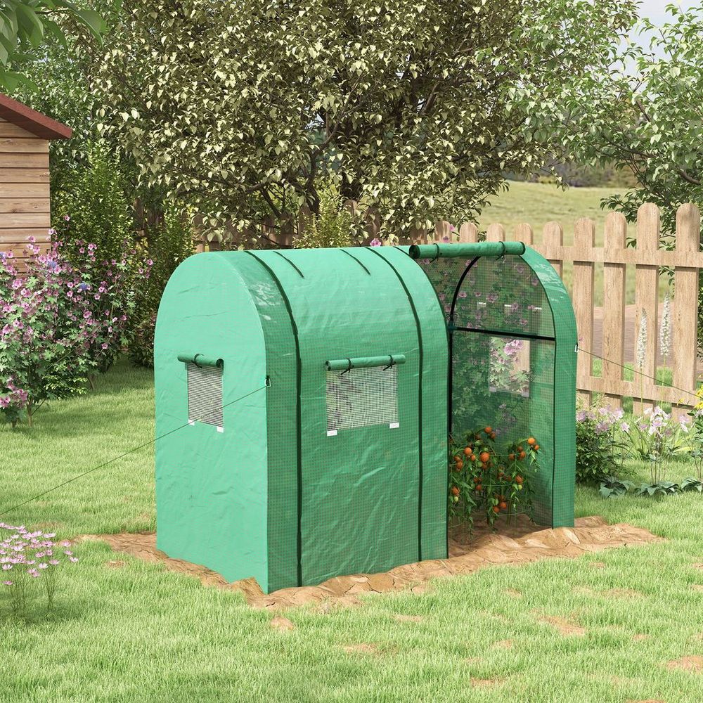 Premium Outsunny Tomato Greenhouse - 2 Doors, 4 Mesh Windows, Green - SGP Garden Ltd