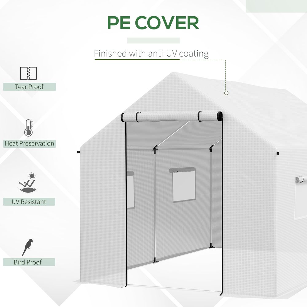 Premium Outsunny Tunnel Greenhouse - UV-Resistant PE Cover, Wide Door, 2x3(m), White - Extend Growing Season - SGP Garden Ltd