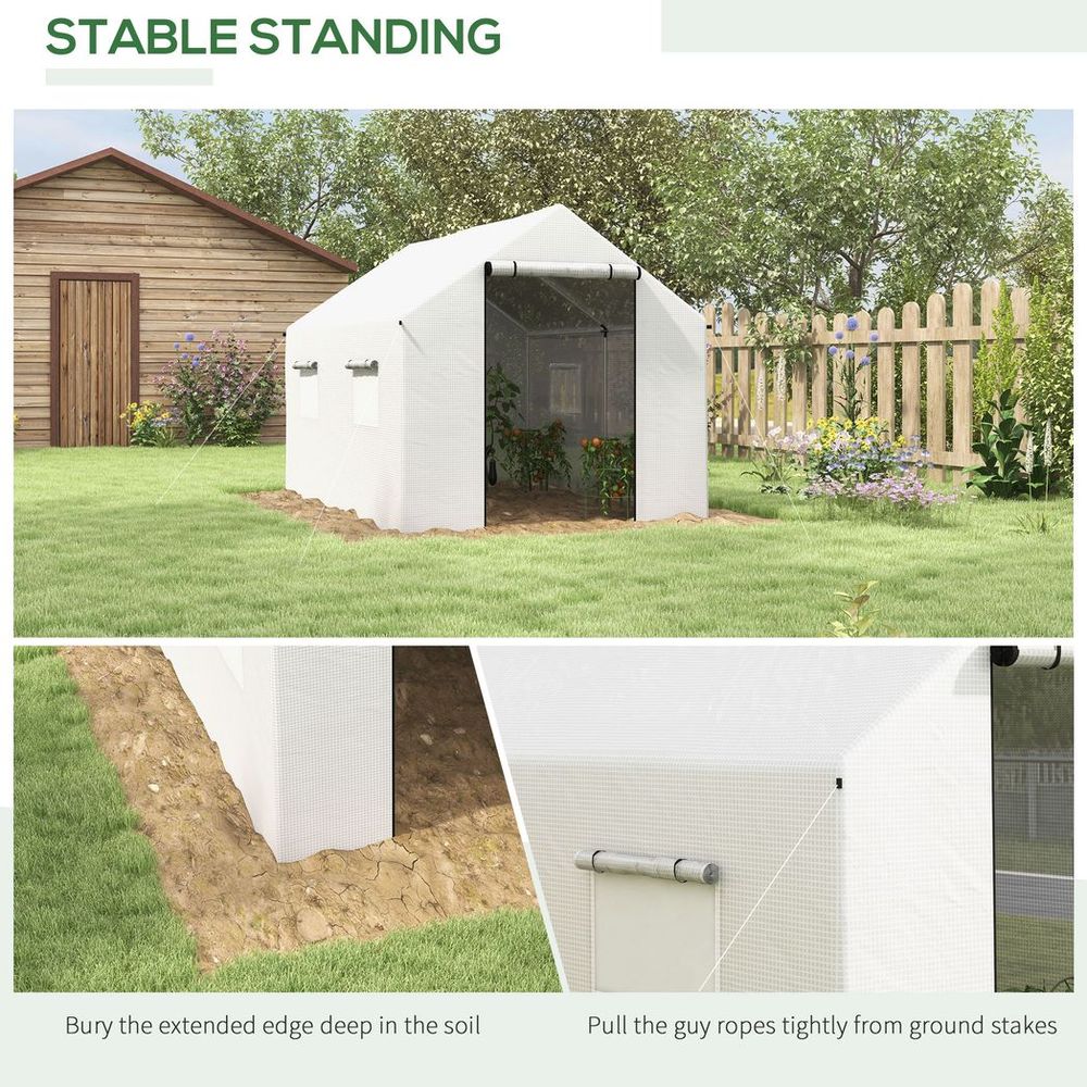Premium Outsunny Tunnel Greenhouse - UV-Resistant PE Cover, Wide Door, 2x3(m), White - Extend Growing Season - SGP Garden Ltd