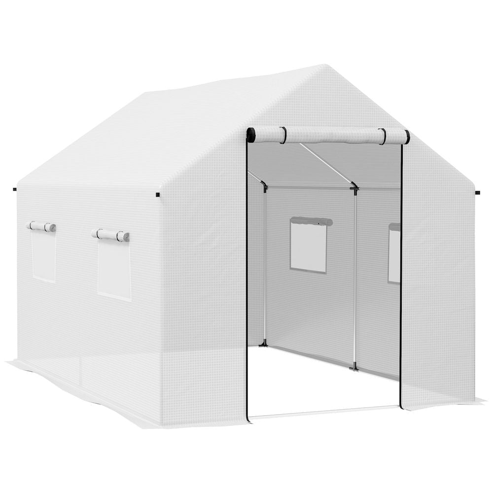 Premium Outsunny Tunnel Greenhouse - UV-Resistant PE Cover, Wide Door, 2x3(m), White - Extend Growing Season - SGP Garden Ltd