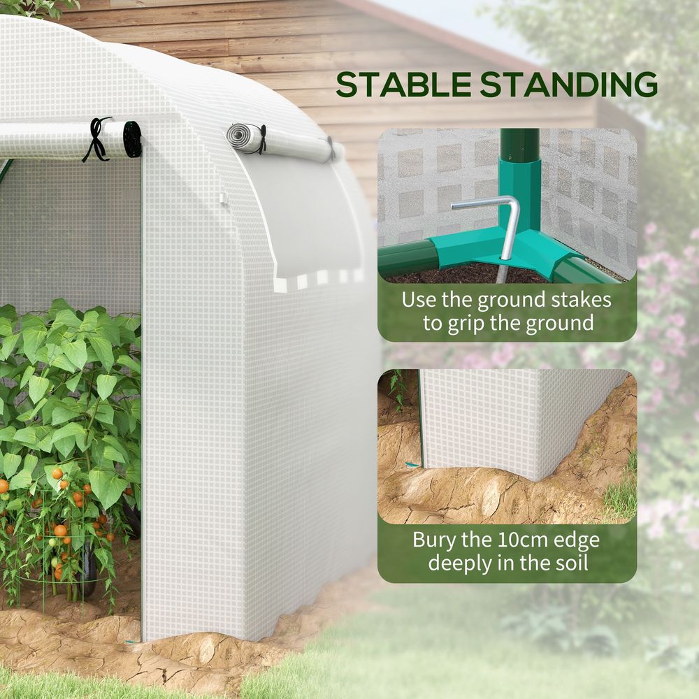 Premium Outsunny Walk-in Poly Greenhouse: Roll-up Window, Door, Steel Frame, White - SGP Garden Ltd
