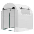 Premium Outsunny Walk-in Poly Greenhouse: Roll-up Window, Door, Steel Frame, White - SGP Garden Ltd