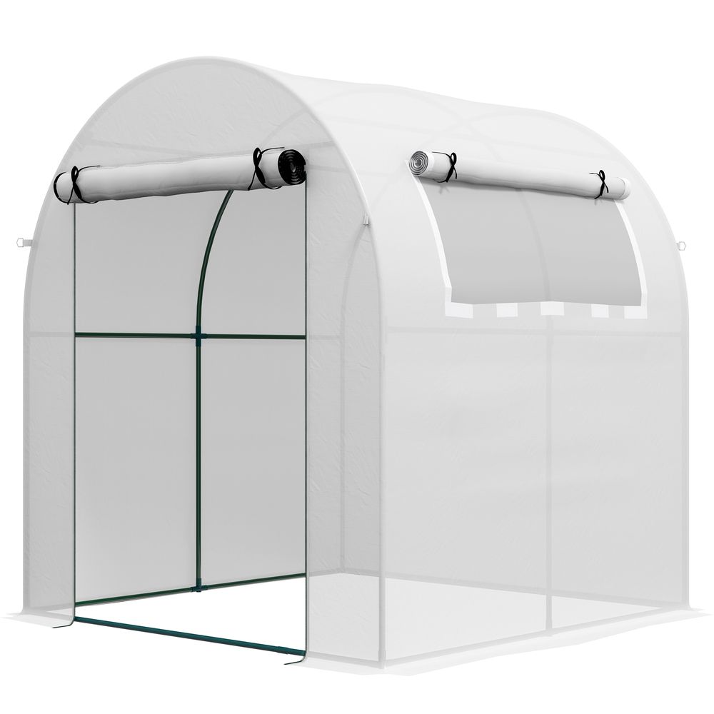 Premium Outsunny Walk-in Poly Greenhouse: Roll-up Window, Door, Steel Frame, White - SGP Garden Ltd