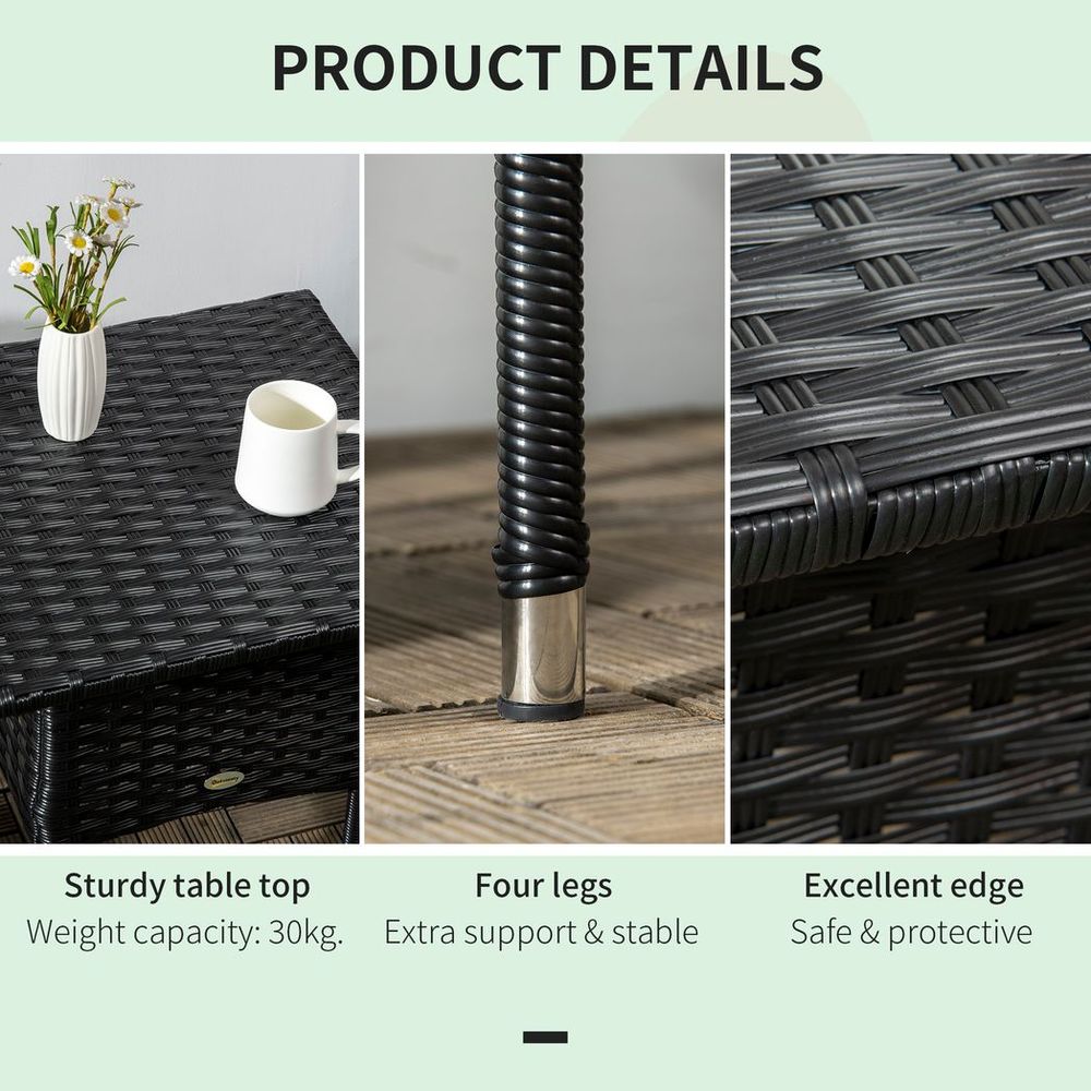Premium PE Rattan Outdoor Coffee Table, Patio & Garden Black Side Table, High-Quality - SGP Garden Ltd