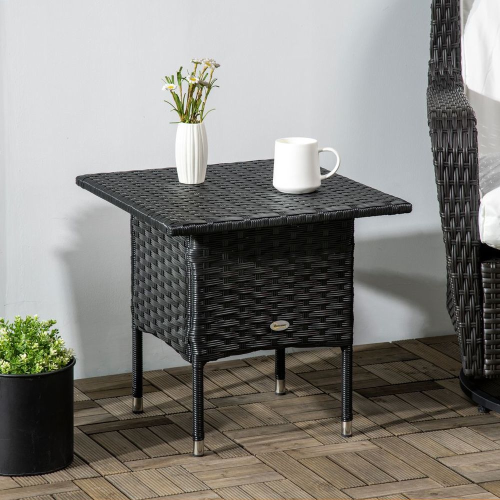 Premium PE Rattan Outdoor Coffee Table, Patio & Garden Black Side Table, High-Quality - SGP Garden Ltd