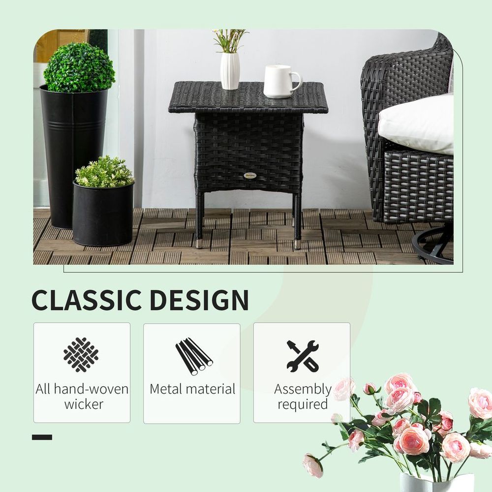 Premium PE Rattan Outdoor Coffee Table, Patio & Garden Black Side Table, High-Quality - SGP Garden Ltd