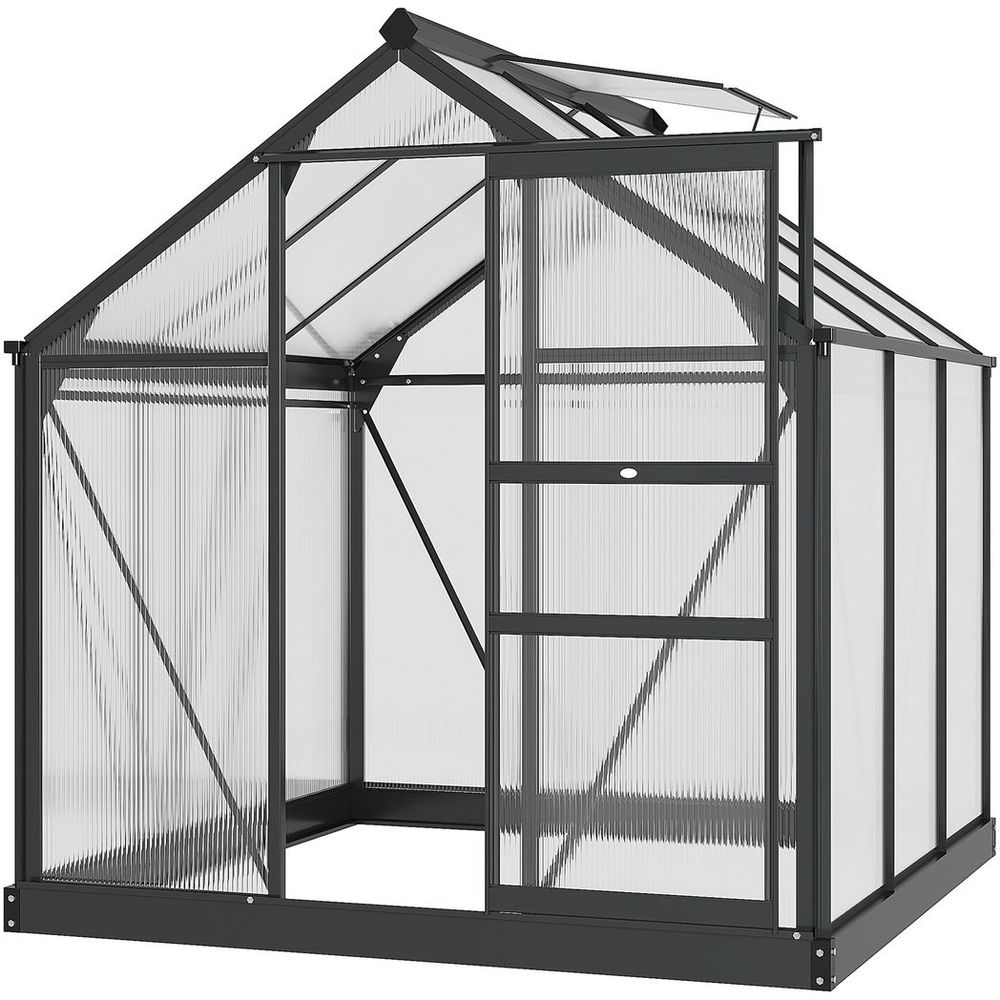 Premium Polycarbonate Walk-In Greenhouse | Aluminium Frame | 6x6ft | Slide Door - SGP Garden Ltd