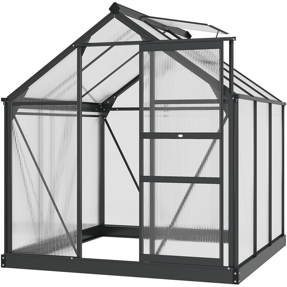 Premium Polycarbonate Walk-In Greenhouse | Aluminium Frame | 6x6ft | Slide Door - SGP Garden Ltd