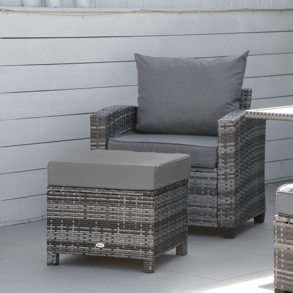 Premium Rattan Footstool Wicker Ottoman | Padded Seat Cushion | High Quality Furniture - SGP Garden Ltd