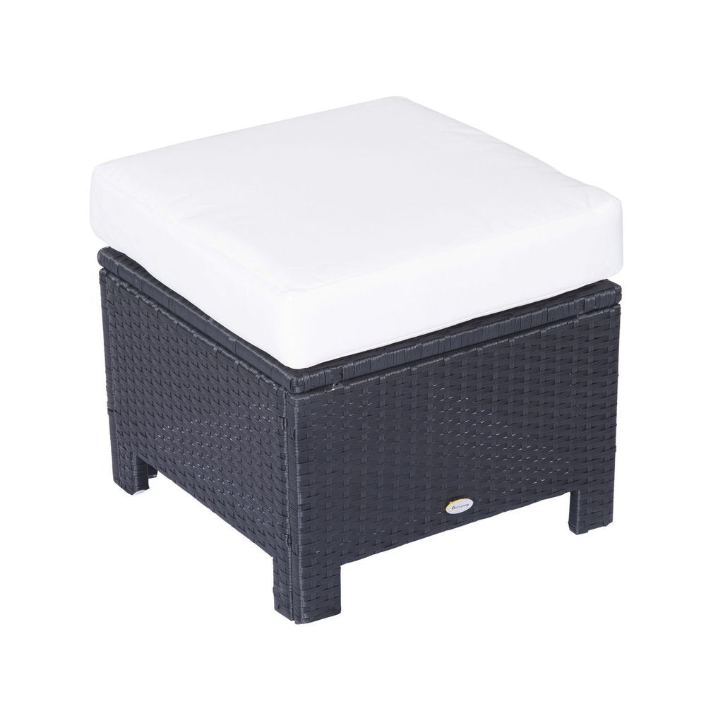 Premium Rattan Footstool Wicker Ottoman | Padded Seat Cushion | High Quality Furniture - SGP Garden Ltd