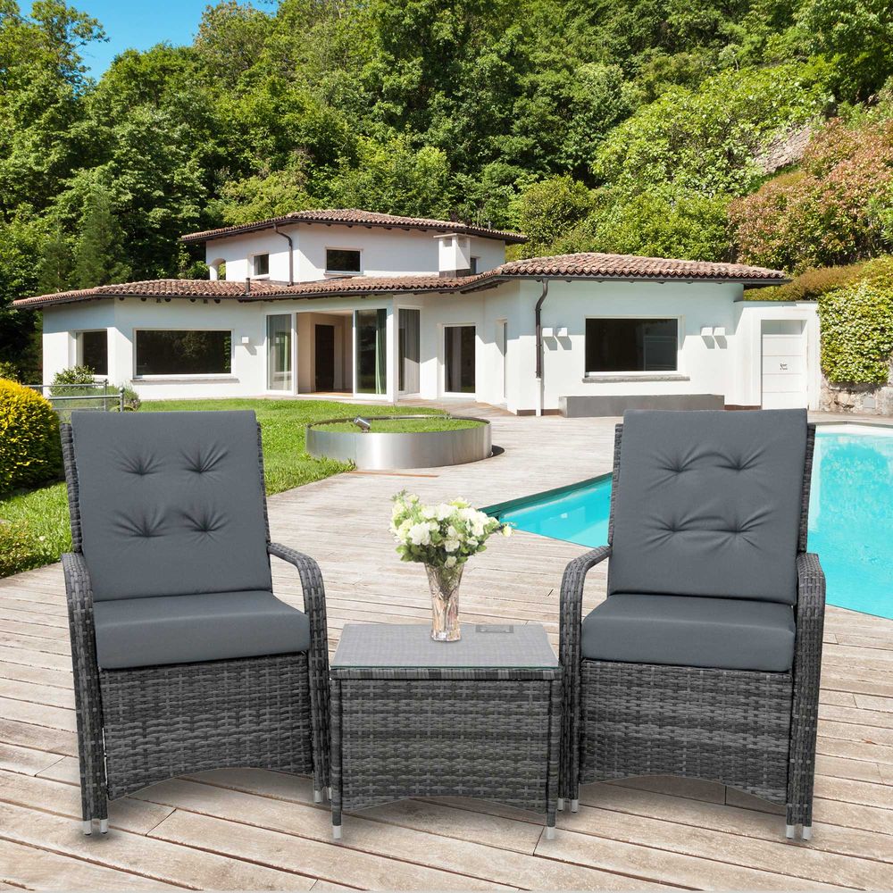 Premium Rattan Garden Furniture Set - 3 Pieces | Sofa Chair Table Bistro | High-Quality Wicker Weave  - SGP Garden Ltd