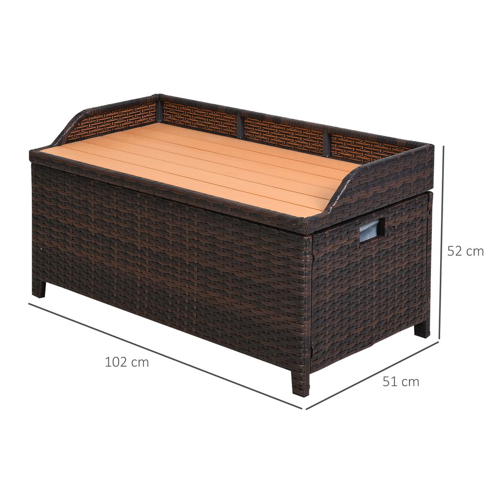 Premium Rattan Garden Storage - 102Lx51Wx51H cm Brown - Cabinet Cushion Box Chest - SGP Garden Ltd